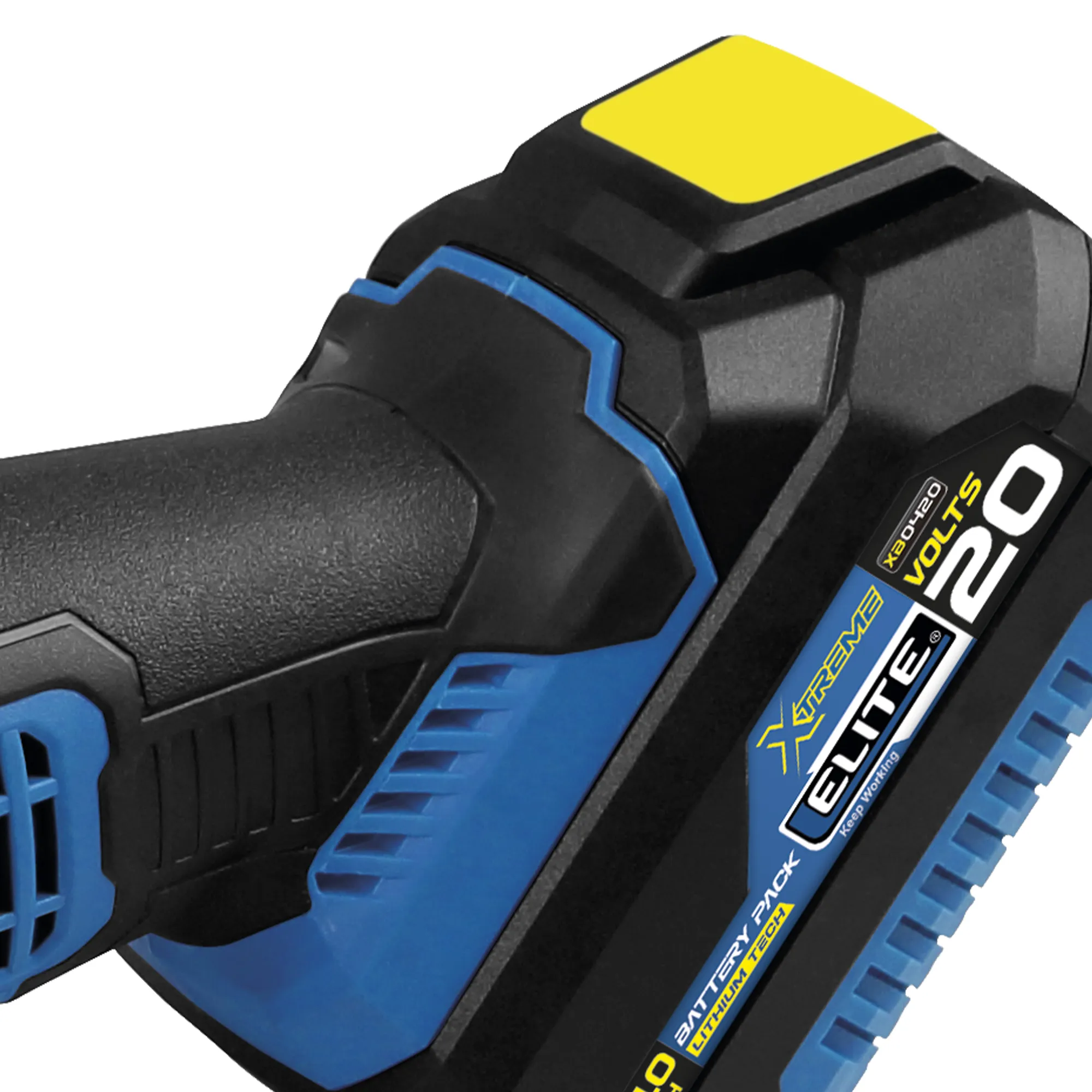 Esmeriladora inalámbrica 4-1/2 pulg, 20V, 10.000 RPM ELITE con Batería, Cargador, Estuche Plástico, Mango Auxiliar, Guarda Disco y Llave de ajuste